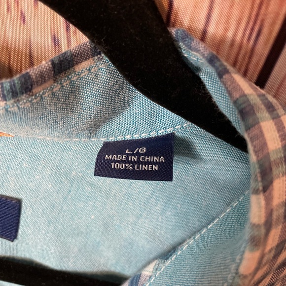 Tommy Bahama Short Sleeve Button Down 100% Linen Shirt, Large - Picture 3 of 4